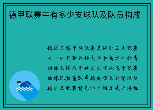 德甲联赛中有多少支球队及队员构成